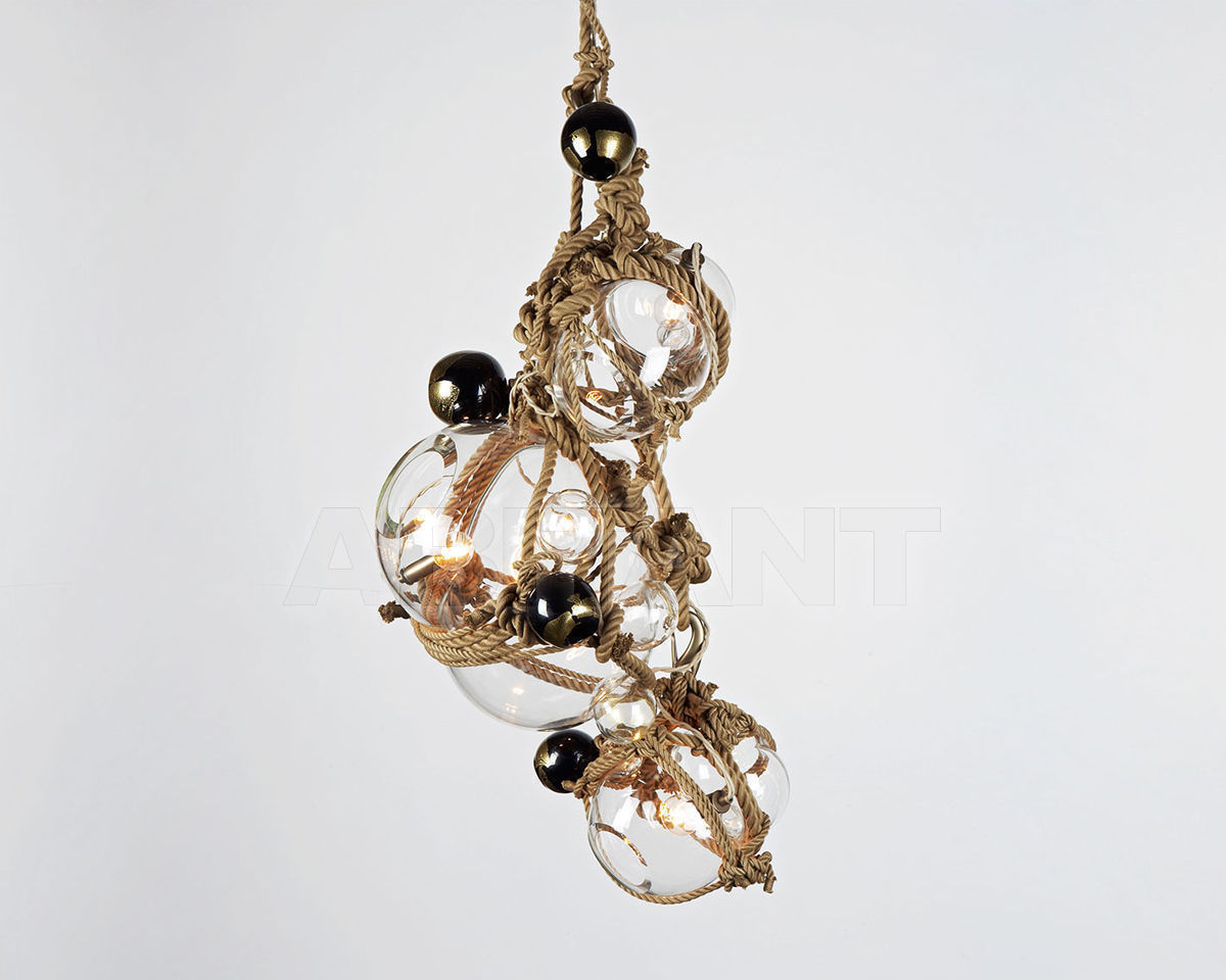Купить Люстра KNOTTY BUBBLES Lindsey Adelman Studio 2015 Clear Glass / Khaki Rope CHANDELIER A