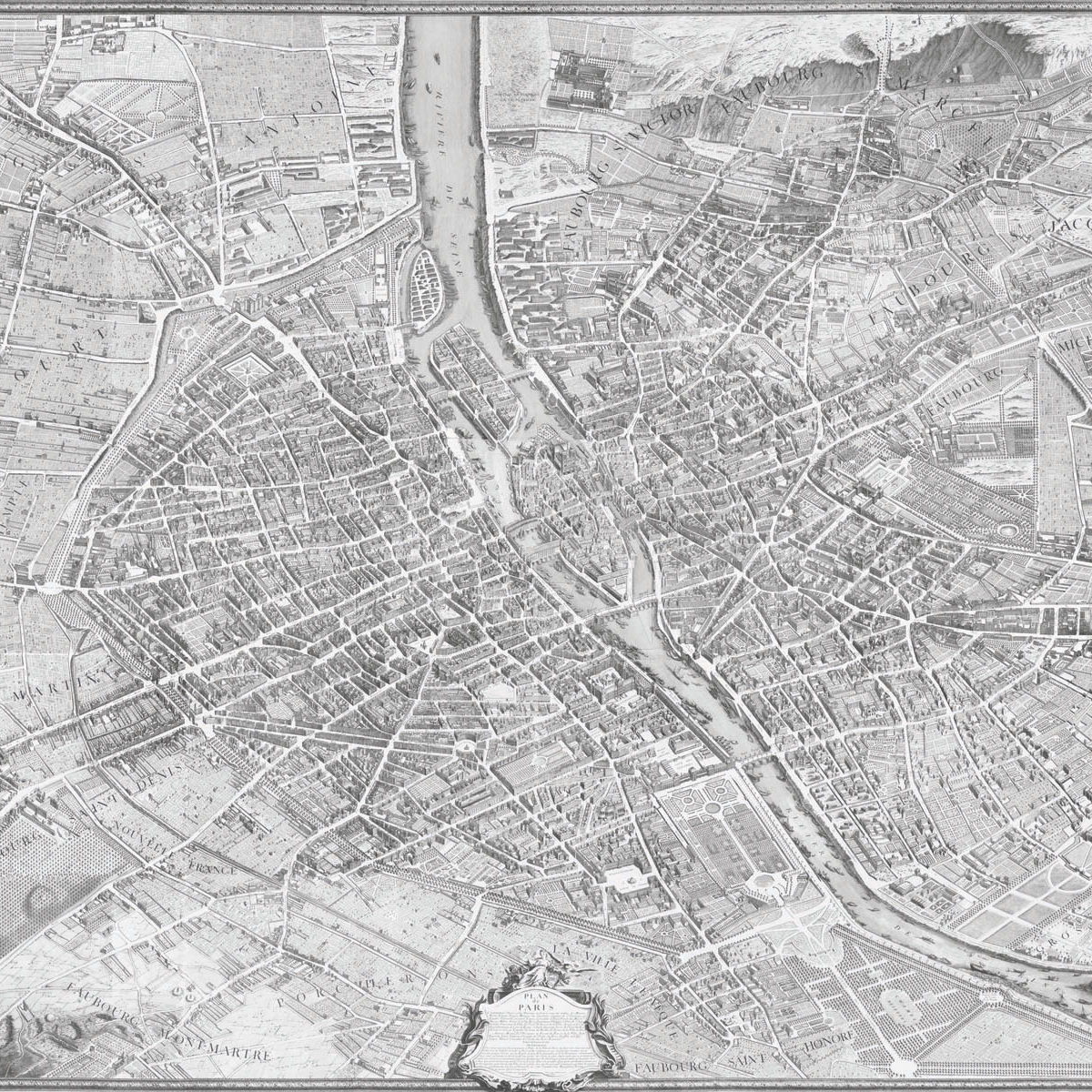 Купить Бумажные обои Iksel  Archive Collection Plan of Paris 1739