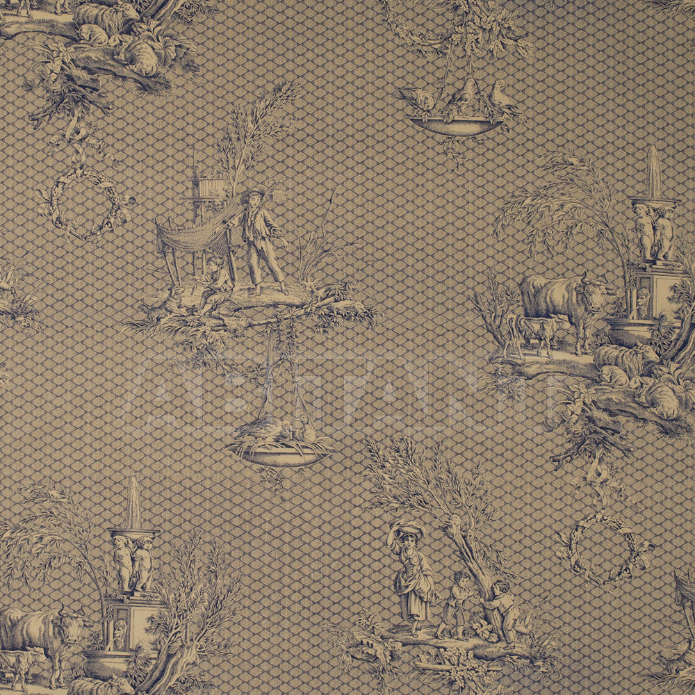 Купить Портьерная ткань Les Enfants Marvic Curtain fabric 5441-110 Blue on Ecru