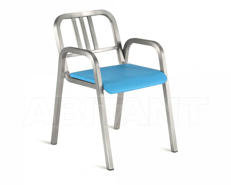 Купить Стул с подлокотниками Emeco Nine-0 by Ettore Sottsass NIN0 3A BLUE