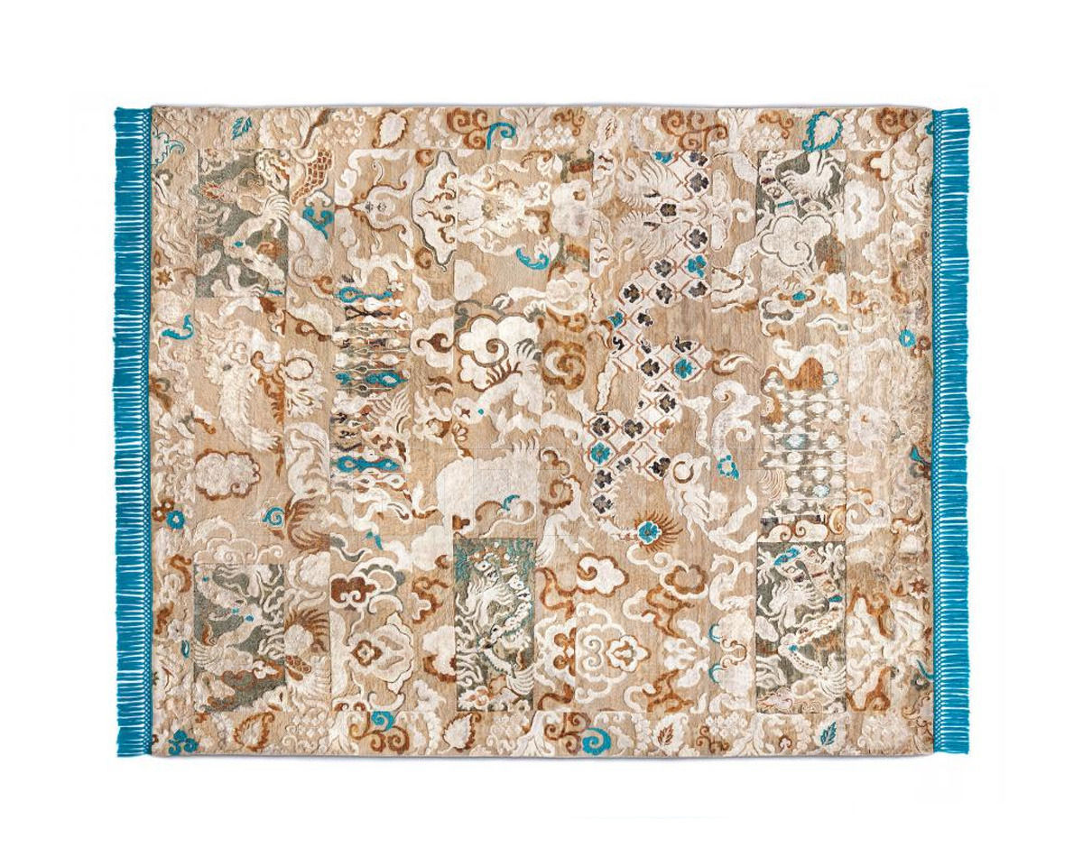 Купить Ковер современный Rug Star Oxidized Ikat Dragon No. 01 | ElectricBlue | SilkFringes