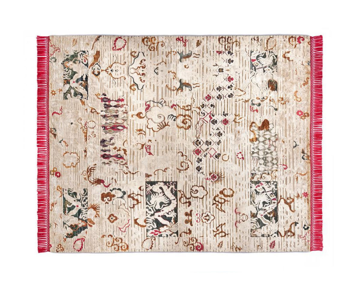 Купить Ковер современный Rug Star Oxidized Ikat Dragon No. 01 | BordeuxRed | SilkFringes
