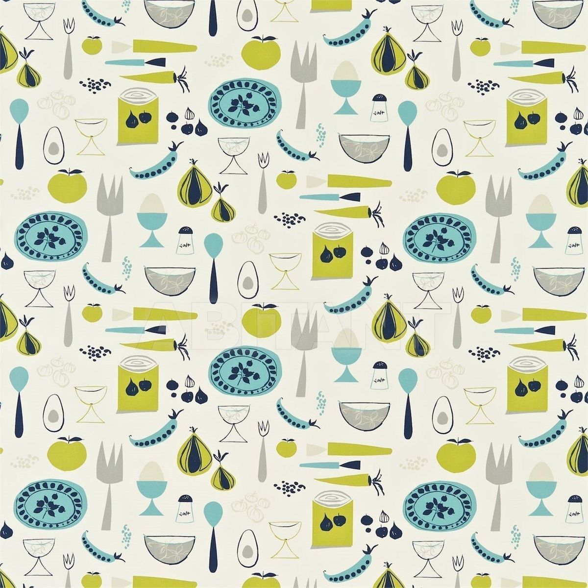 Купить Интерьерная ткань CARROTS & PEAS Chalk Lime Teal and Denim  Style Library MELINKI ONE FABRICS NMEL120057