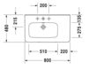 Схема Раковина накладная Duravit 2015 232580 00 00 Современный / Скандинавский / Модерн
